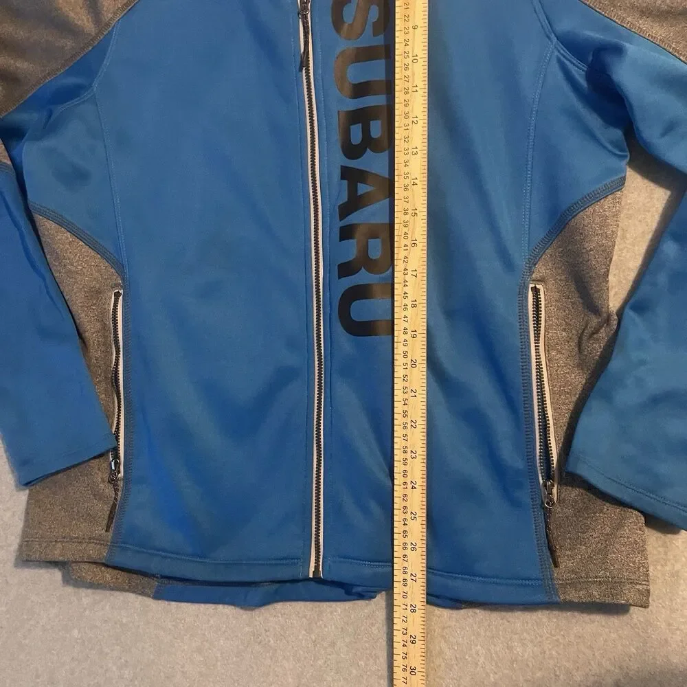 Elevate Subaru Fleece Track Jacket Blue Gray Full Zip Size L